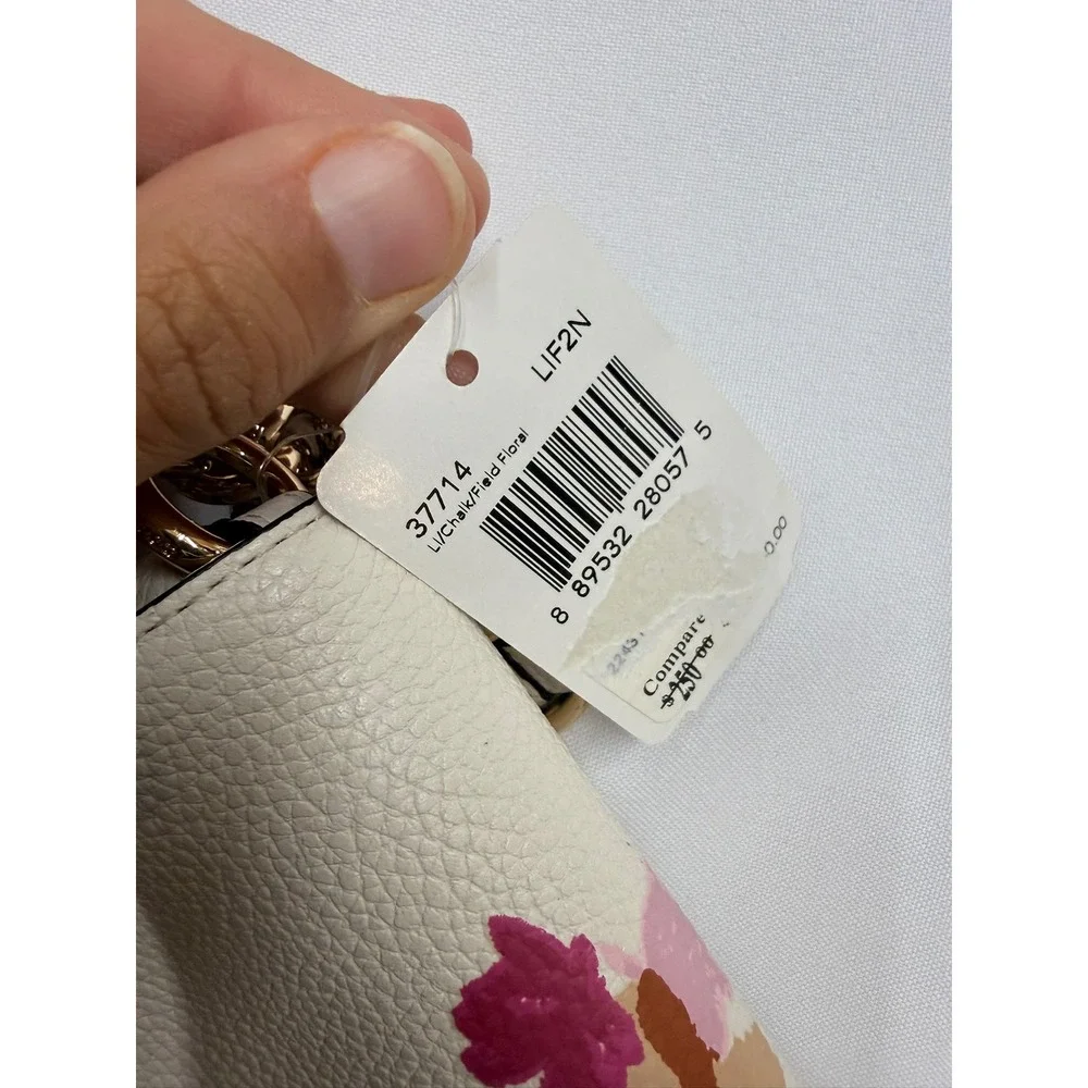 COACH New $250 Womens Leather White Pink Gold Fold Over 9x6.25x1.5 Crossbody Bag